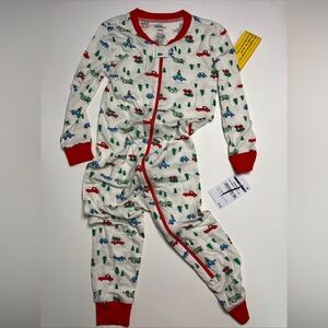 Nordstrom's Kid's Modal Holiday Pajama White Bodysuit Size 18-24M Cars NWT